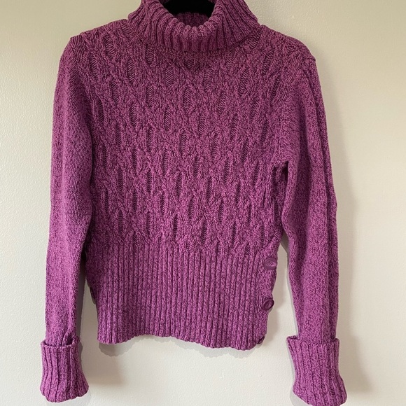 Apt 9 Cable Knit Purple Sweater Turtleneck - Picture 3 of 7